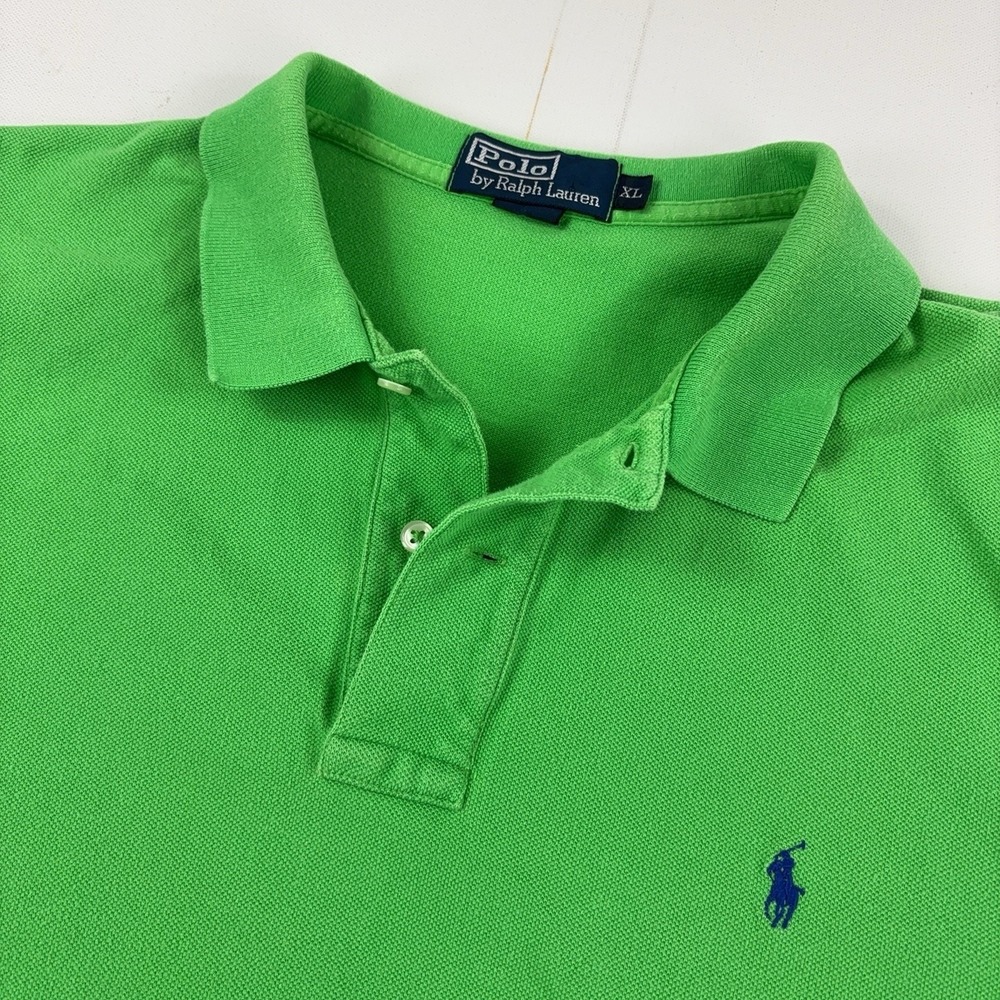 Vintage Ralph Lauren Polo Shirt Mens XL Green Cotton Knit Short Sleeve Logo
